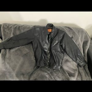 Mens Timberland leather coat,,gently worn!